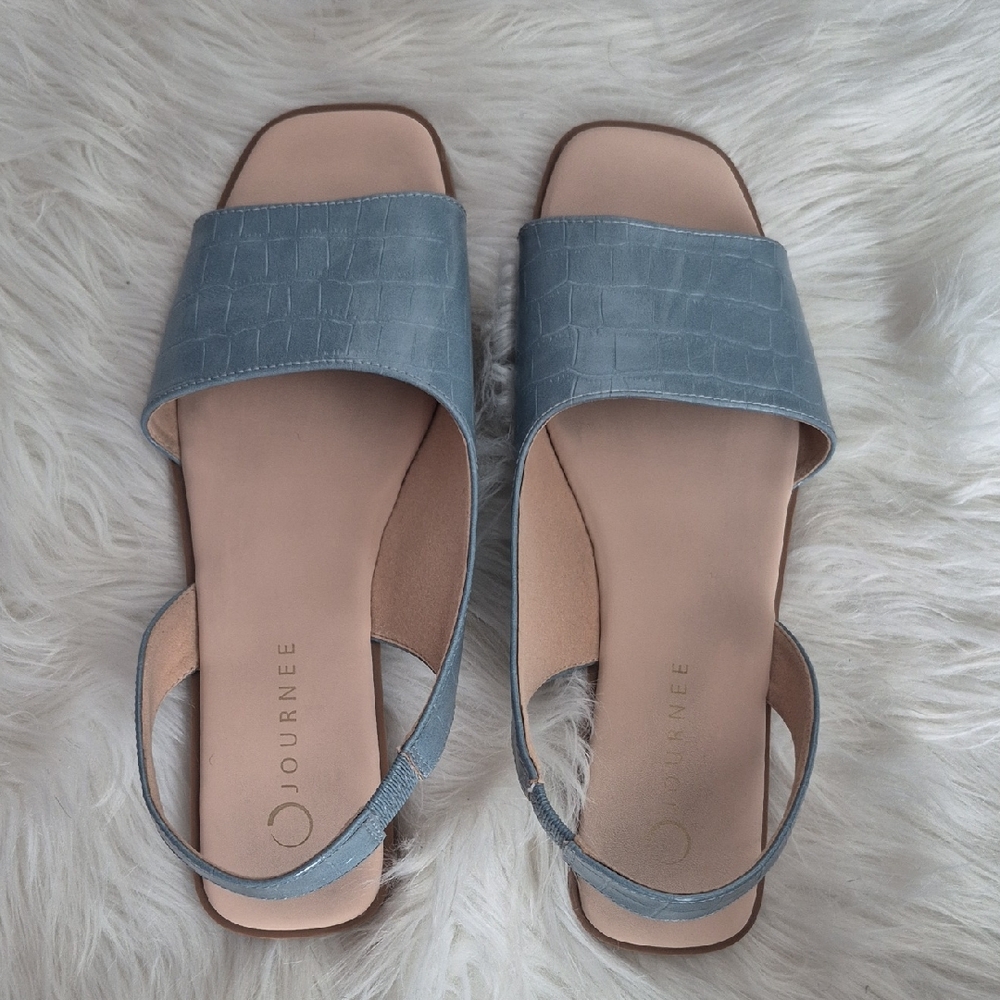 Journee Collection Blue Slide Sandals